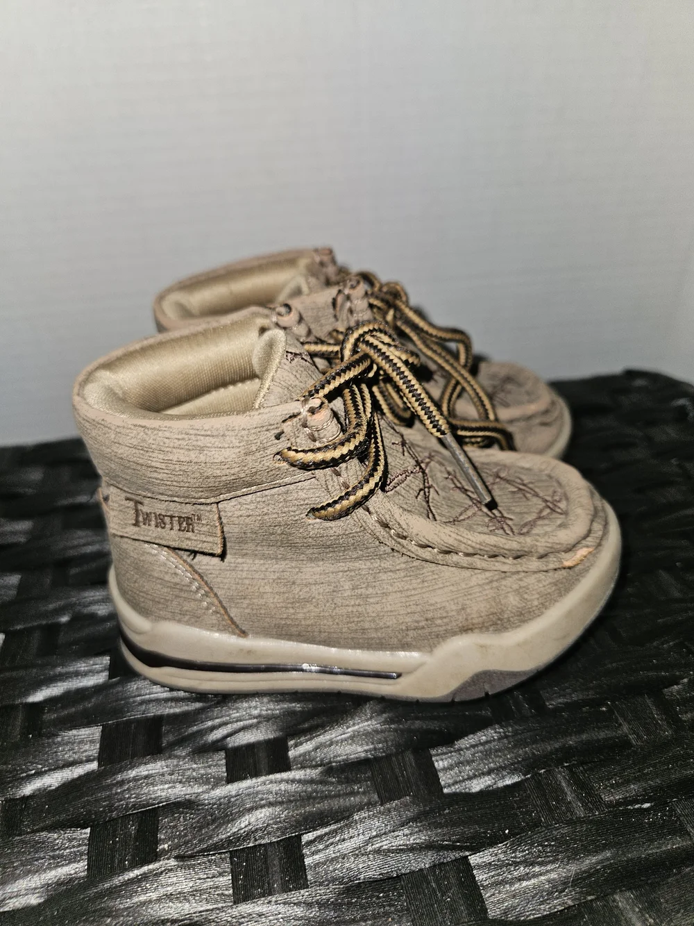 Twister Kids Tan Moccasin-Style Lace-Up Light Up Boots